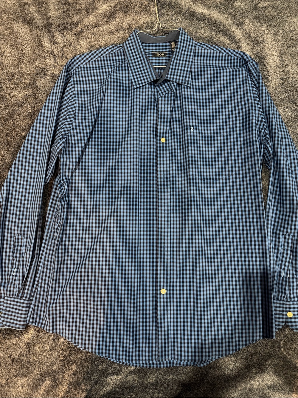 Izod Blue and Black Gingham Dress Shirt